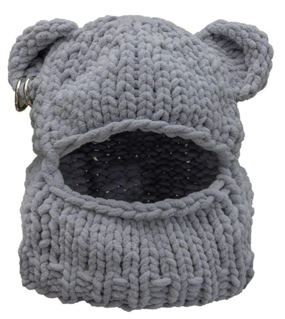 6453 Balaclava Face Mask Y2k Ski Mask Knit Crochet Beanies Hood Hat Scarf 2